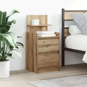 vidaXL Tables de chevet 2 tiroirs 2 pcs chêne artisanal 38x34x80 cm pas cher