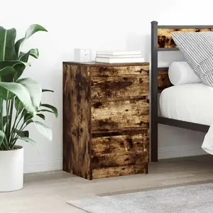 vidaXL Tables de chevet avec 3 tiroirs 2 pcs chêne fumé 39x35x65 cm pas cher