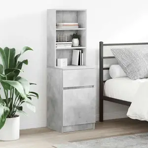 vidaXL Table de chevet gris béton 39x35x125 cm bois d’ingénierie pas cher