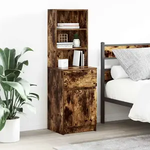 vidaXL Table de chevet chêne fumé 39x35x125 cm bois d'ingénierie pas cher
