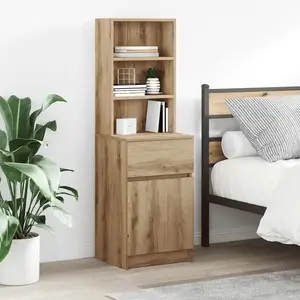 vidaXL Table de chevet chêne artisanal 39x35x125 cm bois d'ingénierie pas cher