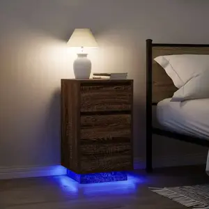 vidaXL Table de chevet avec lumières LED chêne marron 38x34x65 cm pas cher