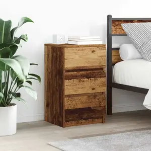 vidaXL Table de chevet avec 3 tiroirs vieux bois 39x35x65 cm pas cher