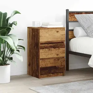 vidaXL Tables de chevet avec 3 tiroirs 2 pcs vieux bois 39x35x65 cm pas cher