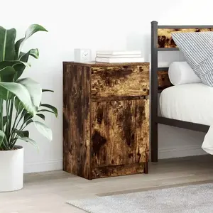 vidaXL Table de chevet Chêne fumé 39x35x65 cm Bois d'ingénierie pas cher