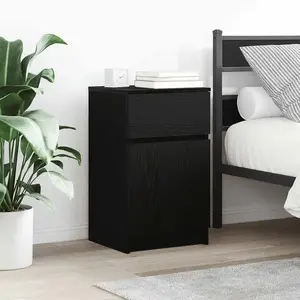 vidaXL Table de chevet noir 39x35x65 cm bois d’ingénierie pas cher