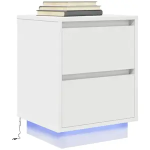 vidaXL Table de chevet avec lumières LED blanc 38x34x50 cm pas cher