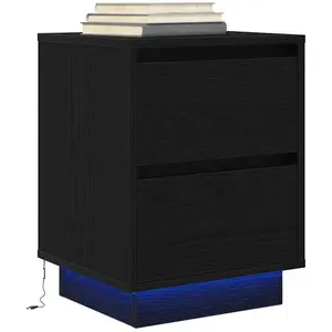 Comparateur de prix : vidaXL Table de chevet avec lumières LED noir 38x34x50 cm