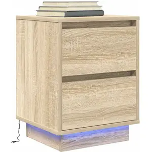 vidaXL Table de chevet avec lumières LED chêne sonoma 38x34x50 cm pas cher