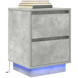 vidaXL Table de chevet avec lumières LED gris béton 38x34x50 cm pas cher