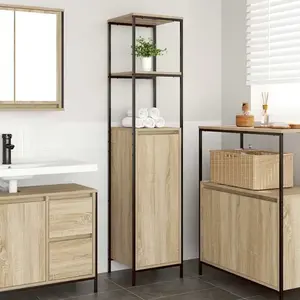 vidaXL Meuble de salle de bain avec étagères chêne sonoma 36x35x165 cm pas cher