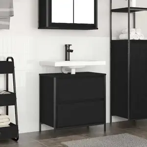 vidaXL Meuble de salle de bain lavabo tiroirs chêne noir 60x34,5x60 cm pas cher