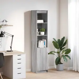 vidaXL Buffet sonoma gris 37,5x35x180 cm bois d'ingénierie pas cher