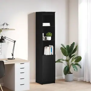 vidaXL Buffet haut chêne noir 37,5x35x180 cm bois d'ingénierie pas cher