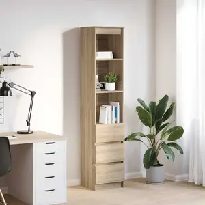 vidaXL Buffet haut chêne sonoma 37,5x35x180 cm bois d'ingénierie pas cher