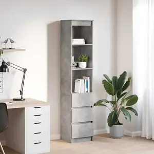 Comparateur de prix : vidaXL Buffet haut gris béton 37,5x35x180 cm bois d'ingénierie