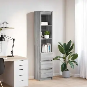 vidaXL Buffet sonoma gris 37,5x35x180 cm bois d'ingénierie pas cher