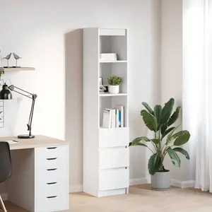 vidaXL Buffet haut blanc 37,5x35x180 cm bois d'ingénierie pas cher