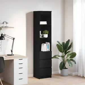 vidaXL Buffet haut chêne noir 37,5x35x180 cm bois d'ingénierie pas cher