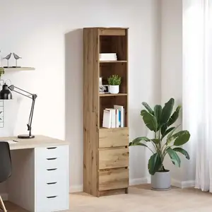 vidaXL Buffet haut chêne artisanal 37,5x35x180 cm bois d'ingénierie pas cher