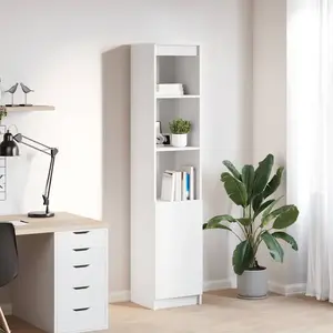 vidaXL Buffet haut blanc 37,5x35x180 cm bois d'ingénierie pas cher