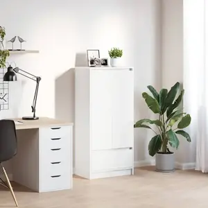 vidaXL Armoire avec tiroir blanc 55,5x34x119,5 cm bois d'ingénierie pas cher