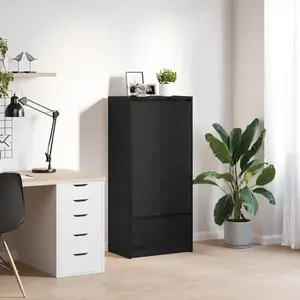 vidaXL Armoire avec tiroir chêne noir 55,5x34x119,5 cm bois ingénierie pas cher