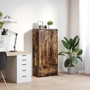 vidaXL Armoire avec tiroir chêne fumé 55,5x34x119,5 cm bois ingénierie pas cher