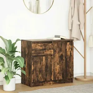 vidaXL Buffet avec tiroir chêne fumé 71x35x65 cm bois d'ingénierie pas cher