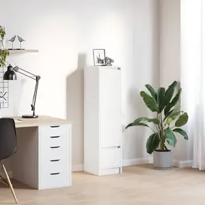 vidaXL Buffet haut blanc 29,5x34x119,5 cm bois d'ingénierie pas cher
