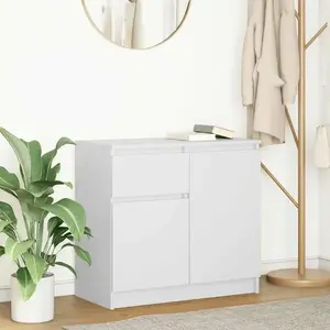 vidaXL Buffet avec tiroir blanc 71x35x65 cm bois d'ingénierie pas cher