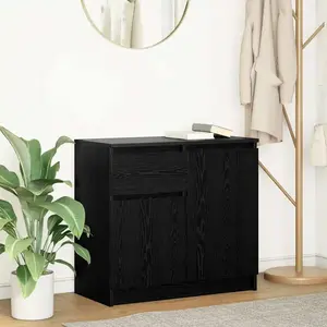 vidaXL Buffet avec tiroir chêne noir 71x35x65 cm bois d'ingénierie pas cher