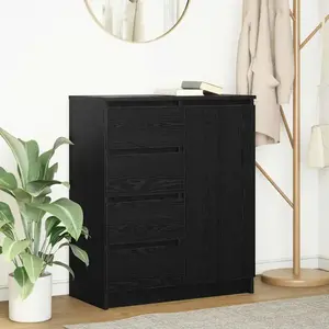 vidaXL Buffet avec tiroirs chêne noir 71x35x84 cm bois d'ingénierie pas cher