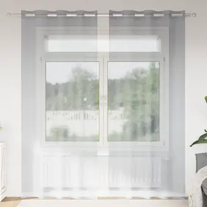 vidaXL Rideaux 2 pcs Gris foncé 140 x 245 cm Polyester pas cher
