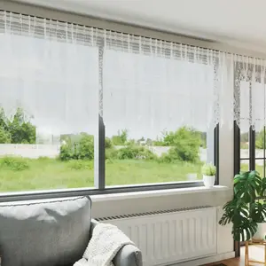 vidaXL Rideaux avec des rideaux Blanc 1200 x 120 cm Polyester pas cher