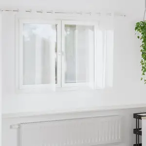 vidaXL Rideaux avec des rideaux 2 pcs Blanc 140 x 140 cm Polyester pas cher