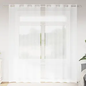 vidaXL Rideaux avec des rideaux 2 pcs Blanc 140 x 225 cm Polyester pas cher