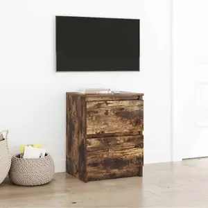 vidaXL Meuble TV chêne fumé 40x35x54 cm bois d'ingénierie pas cher