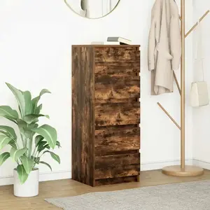 vidaXL Buffet avec tiroirs chêne fumé 37,5x35x99 cm bois d'ingénierie pas cher