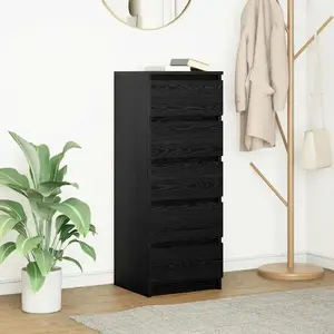 vidaXL Buffet avec tiroirs chêne noir 37,5x35x99 cm bois d'ingénierie pas cher