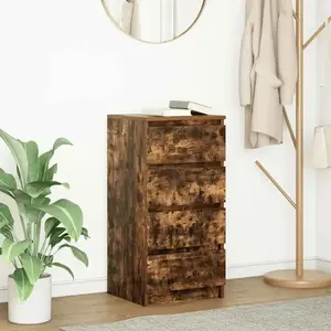 vidaXL Buffet chêne fumé 37,5x35x76 cm bois d'ingénierie pas cher