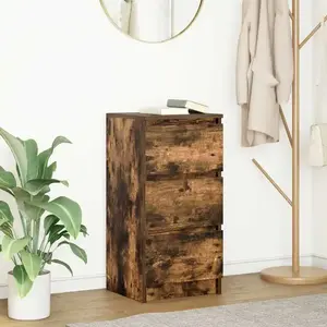vidaXL Buffet chêne fumé 37,5x35x76 cm bois d'ingénierie pas cher