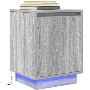 vidaXL Table de chevet avec lumières LED sonoma gris 38x34x50 cm pas cher