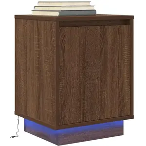 vidaXL Table de chevet avec lumières LED chêne marron 38x34x50 cm pas cher
