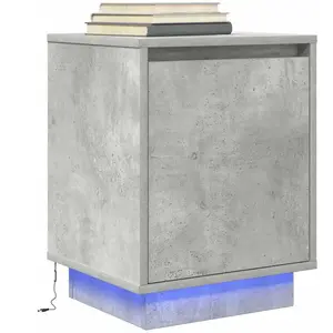 vidaXL Table de chevet avec lumières LED gris béton 38x34x50 cm pas cher