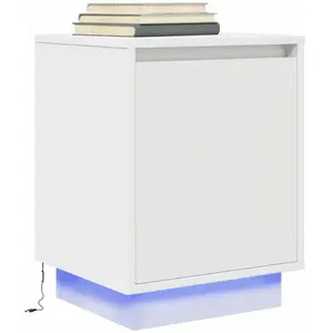 vidaXL Table de chevet avec lumières LED blanc 38x34x50 cm pas cher
