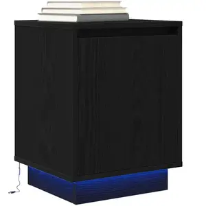 vidaXL Table de chevet avec lumières LED noir 38x34x50 cm pas cher