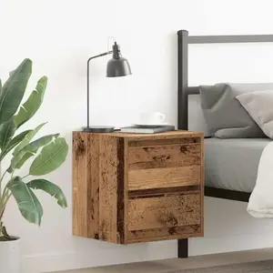 vidaXL Table de chevet murale vieux bois 38x34x40 cm pas cher