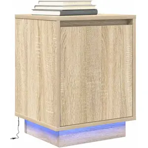 vidaXL Table de chevet avec lumières LED chêne sonoma 38x34x50 cm pas cher