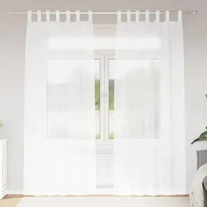 vidaXL Rideaux avec des rideaux 2 pcs Blanc 140 x 225 cm Polyester pas cher